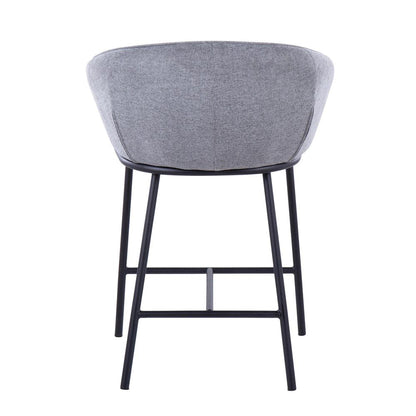 Black Steel, Grey Fabric Ashland Counter Stool - Set of 2