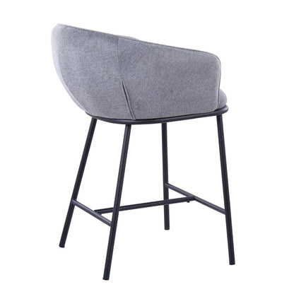 Black Steel, Grey Fabric Ashland Counter Stool - Set of 2
