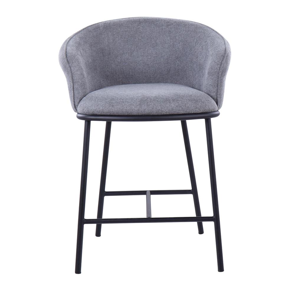 Black Steel, Grey Fabric Ashland Counter Stool - Set of 2