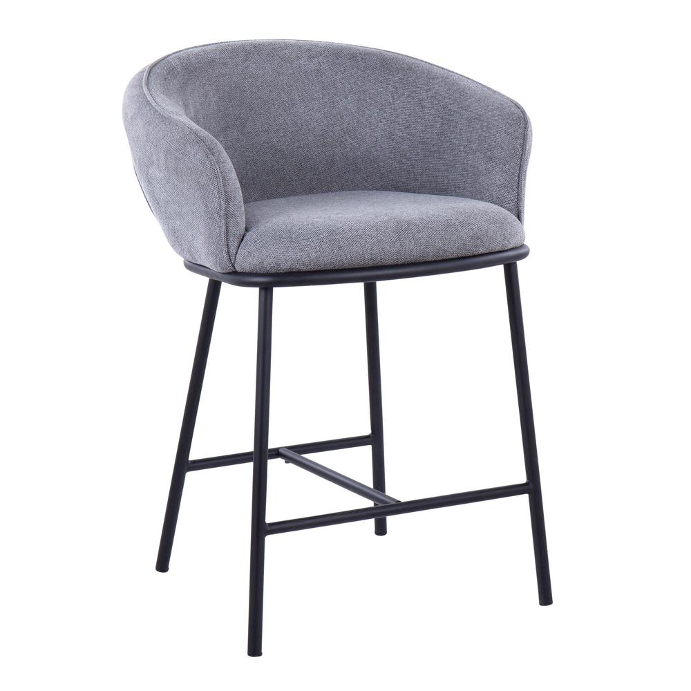 Black Steel, Grey Fabric Ashland Counter Stool - Set of 2