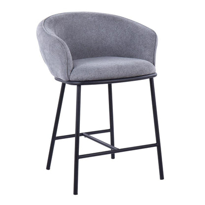 Black Steel, Grey Fabric Ashland Counter Stool - Set of 2