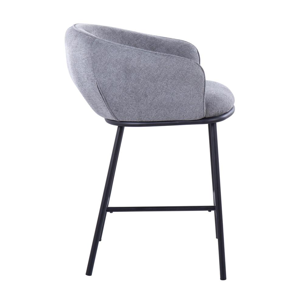Black Steel, Grey Fabric Ashland Counter Stool - Set of 2
