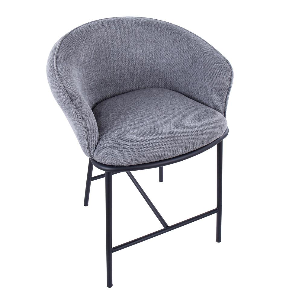 Black Steel, Grey Fabric Ashland Counter Stool - Set of 2