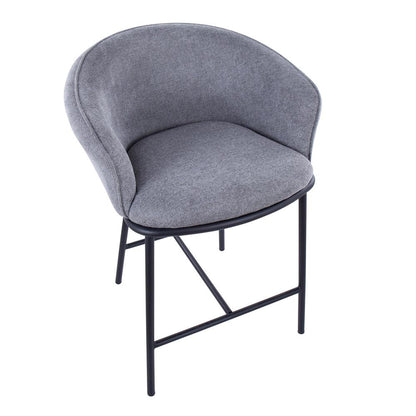 Black Steel, Grey Fabric Ashland Counter Stool - Set of 2
