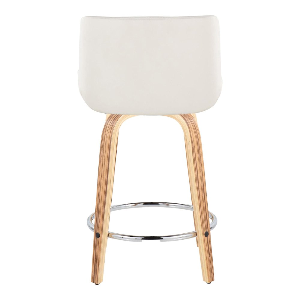 Santi 24" Fixed-Height Counter Stool - Set of 2 in Zebra Wood