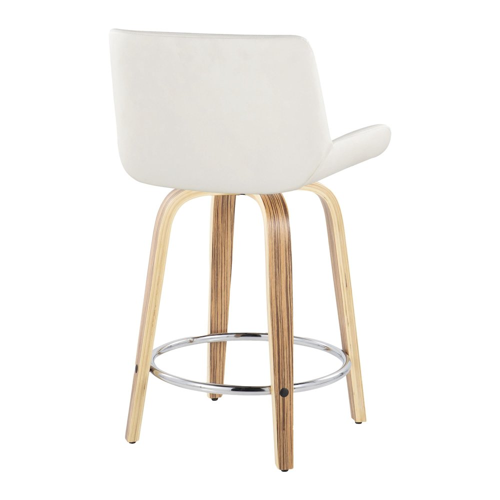 Santi 24" Fixed-Height Counter Stool - Set of 2 in Zebra Wood