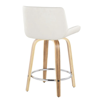 Santi 24" Fixed-Height Counter Stool - Set of 2 in Zebra Wood