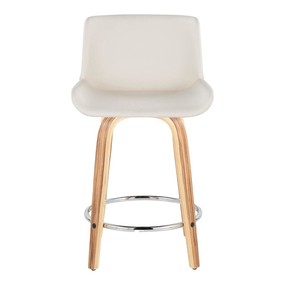 Santi 24" Fixed-Height Counter Stool - Set of 2 in Zebra Wood