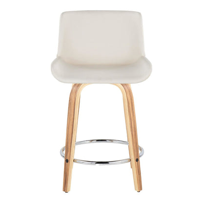 Santi 24" Fixed-Height Counter Stool - Set of 2 in Zebra Wood