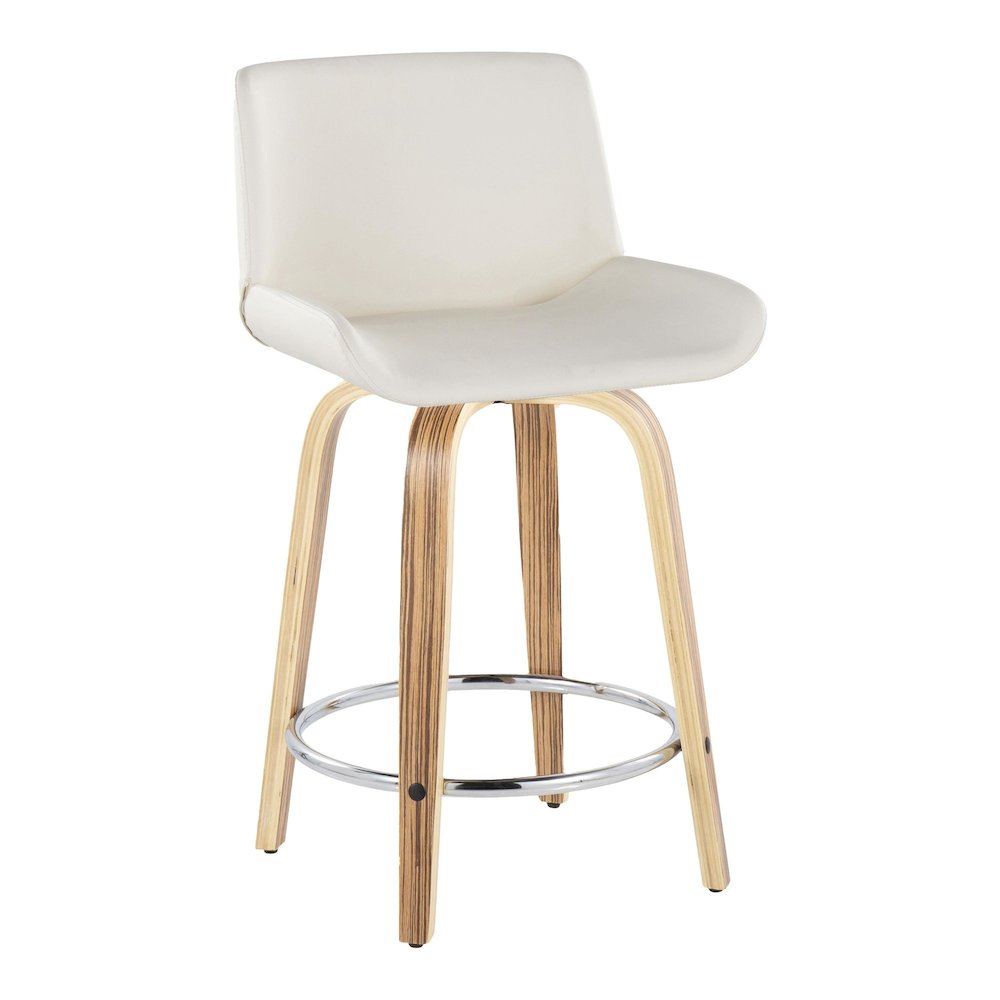 Santi 24" Fixed-Height Counter Stool - Set of 2 in Zebra Wood