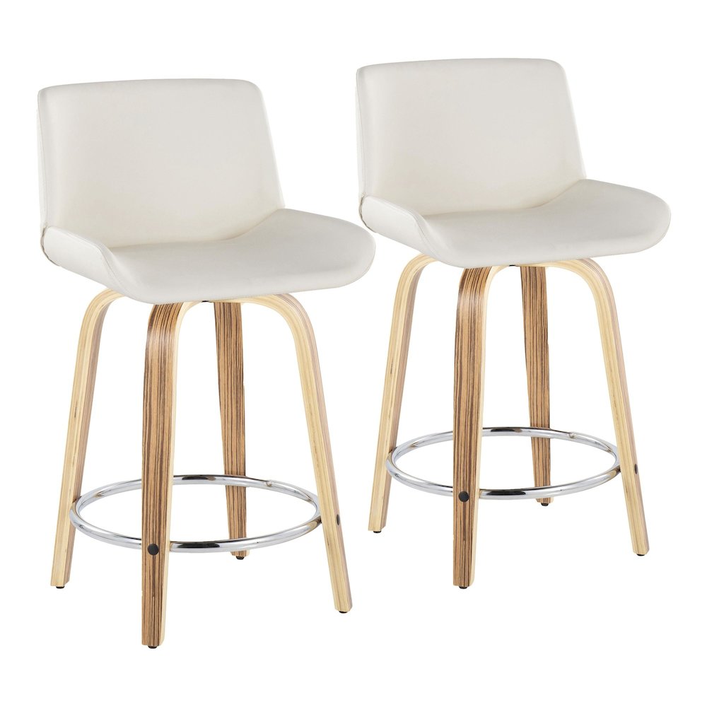 Santi 24" Fixed-Height Counter Stool - Set of 2 in Zebra Wood