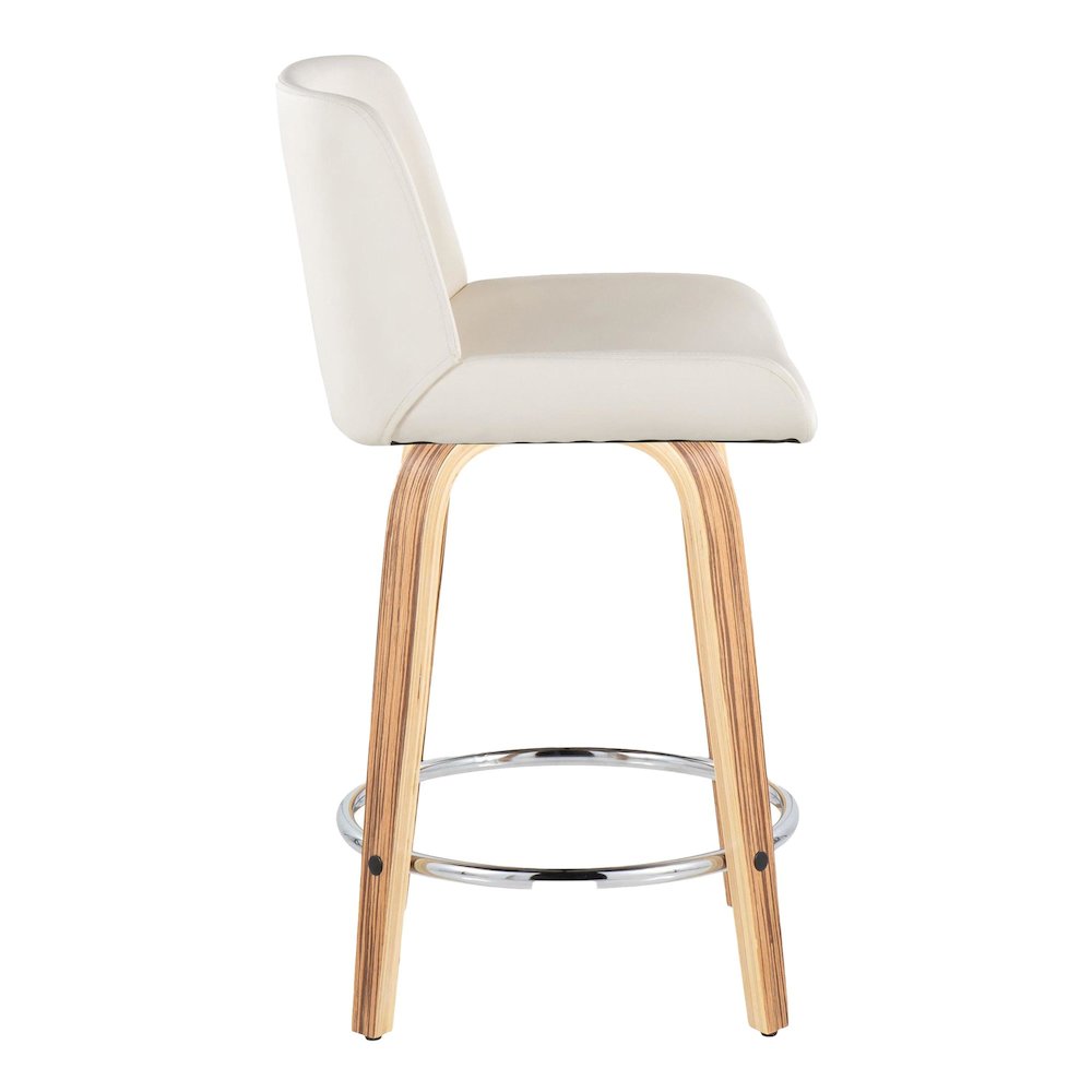Santi 24" Fixed-Height Counter Stool - Set of 2 in Zebra Wood