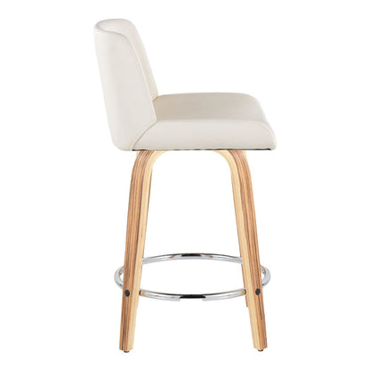 Santi 24" Fixed-Height Counter Stool - Set of 2 in Zebra Wood