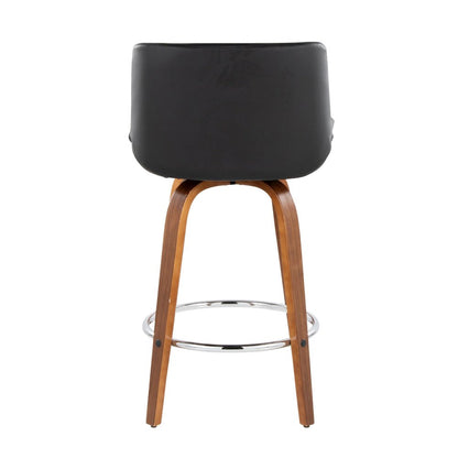 Santi 24" Fixed-Height Counter Stool - Set of 2 in Walnut Wood