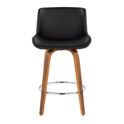Santi 24" Fixed-Height Counter Stool - Set of 2 in Walnut Wood