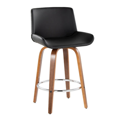 Santi 24" Fixed-Height Counter Stool - Set of 2 in Walnut Wood