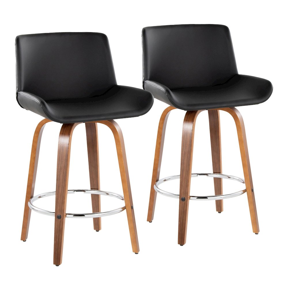 Santi 24" Fixed-Height Counter Stool - Set of 2 in Walnut Wood