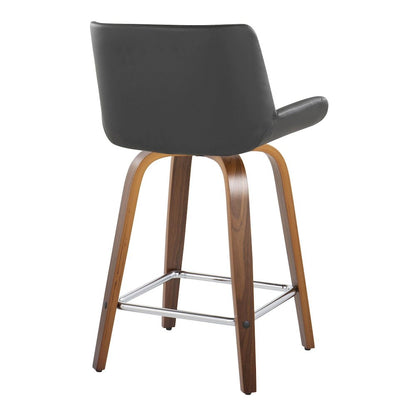 Santi 24" Fixed-Height Counter Stool - Set of 2 in Walnut Wood