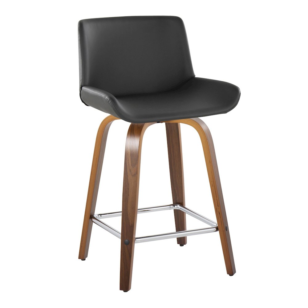 Santi 24" Fixed-Height Counter Stool - Set of 2 in Walnut Wood