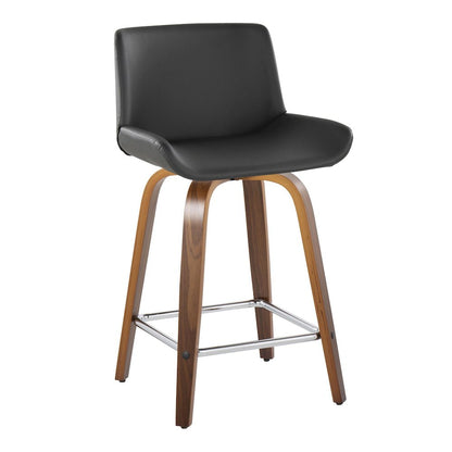 Santi 24" Fixed-Height Counter Stool - Set of 2 in Walnut Wood