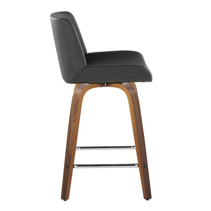 Santi 24" Fixed-Height Counter Stool - Set of 2 in Walnut Wood