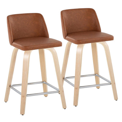 Brown Toriano 24" Fixed Height Counter Stool - Set of 2