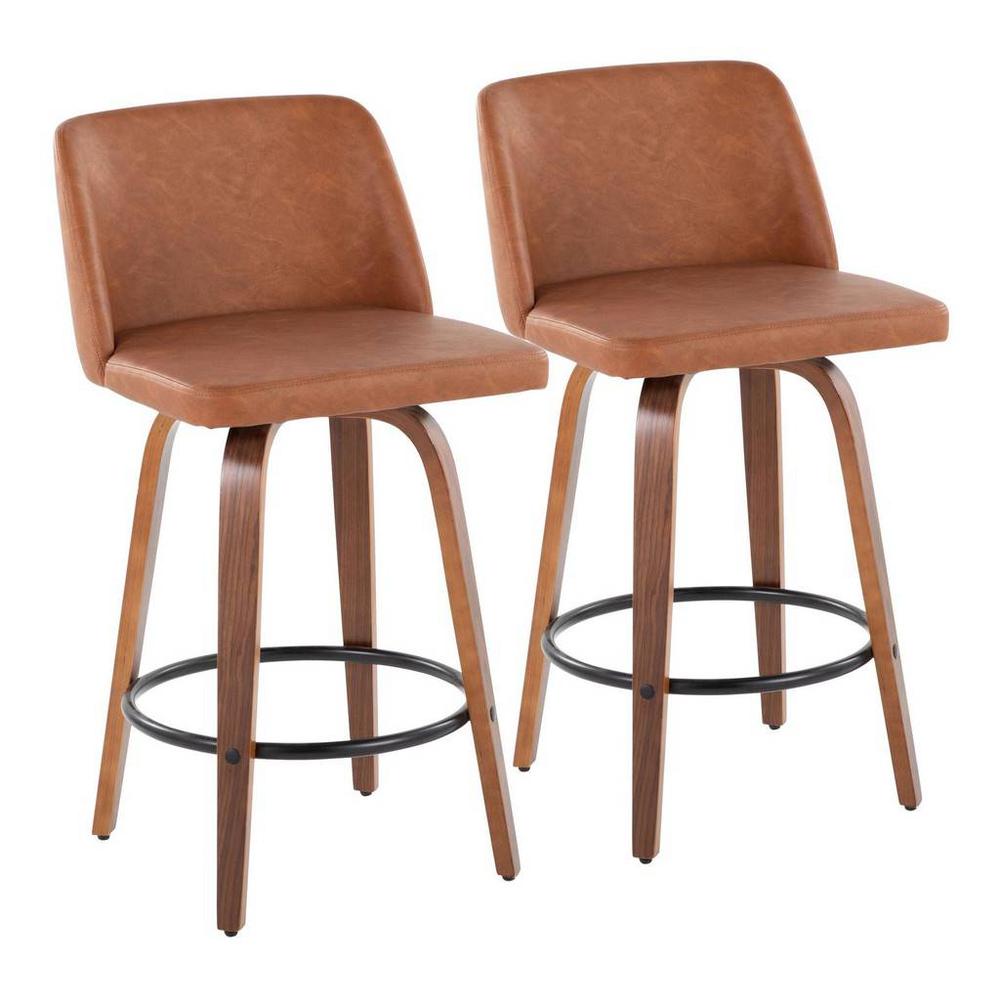 Brown Toriano 24" Fixed Height Counter Stool - Set of 2
