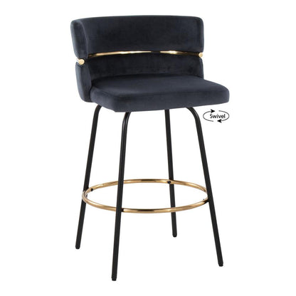 Black Cinch Claire 26" Fixed-Height Counter Stool - Set of 2