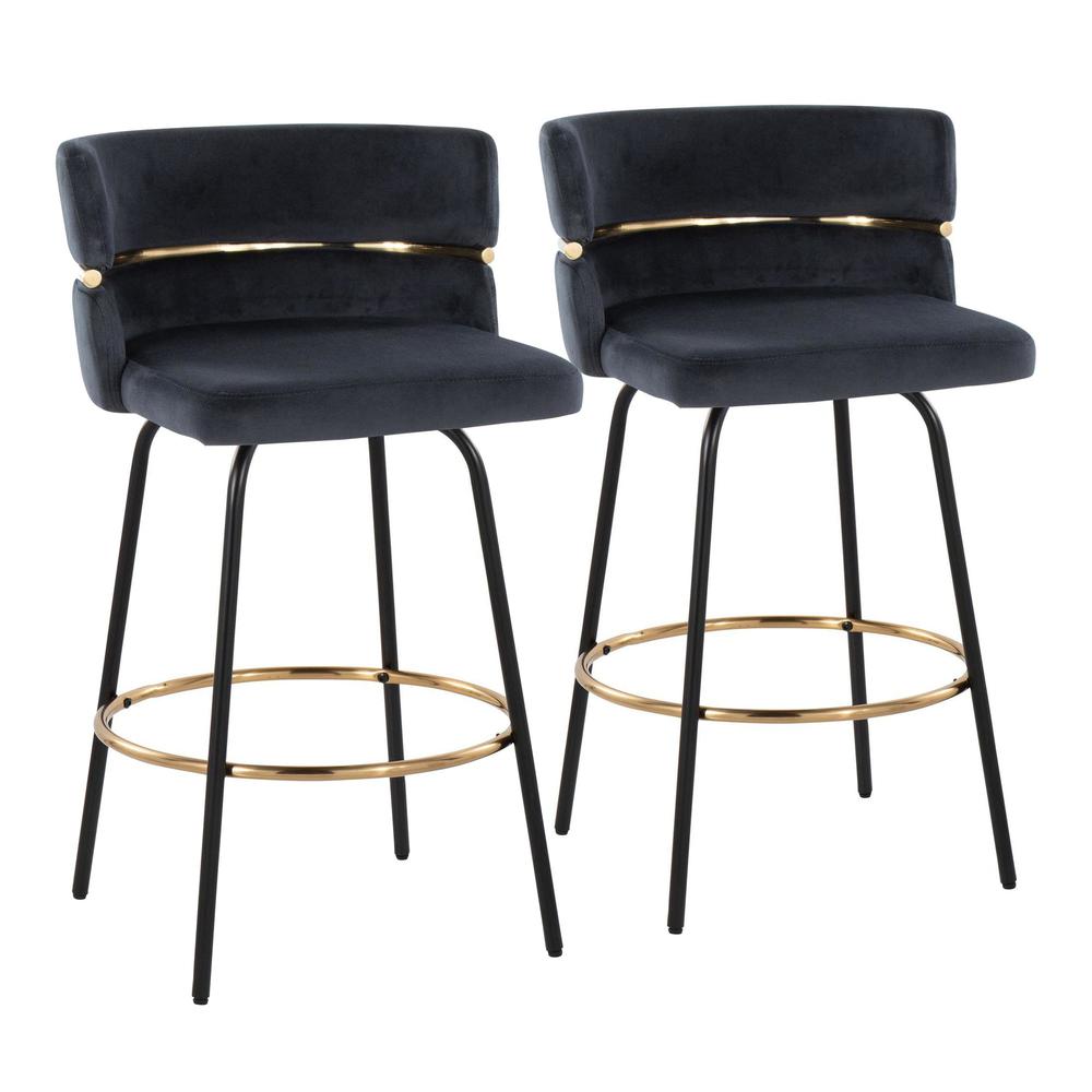 Black Cinch Claire 26" Fixed-Height Counter Stool - Set of 2