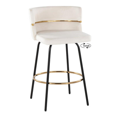 Beige Cinch Claire 26" Fixed-Height Counter Stool - Set of 2