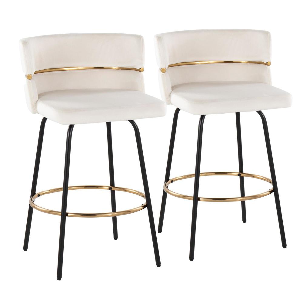 Beige Cinch Claire 26" Fixed-Height Counter Stool - Set of 2