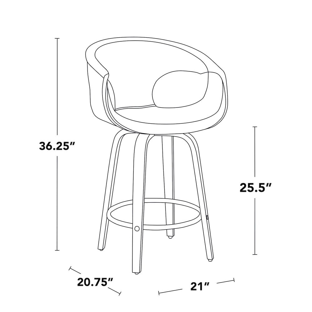 Curva 26" Fixed-Height Counter Stool - Set of 2