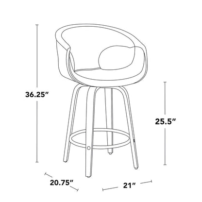 Curva 26" Fixed-Height Counter Stool - Set of 2