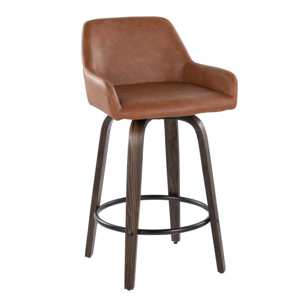 Brown Daniella 26" Fixed-Height Counter Stool - Set of 2
