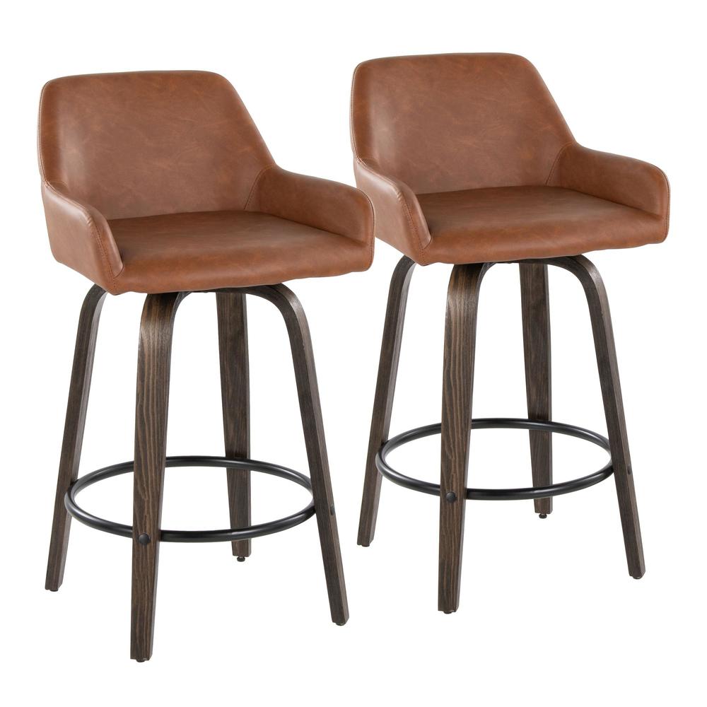 Brown Daniella 26" Fixed-Height Counter Stool - Set of 2