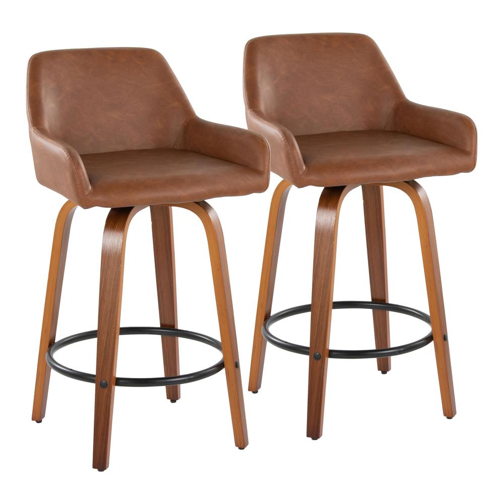 Brown Daniella 26" Fixed-Height Counter Stool - Set of 2
