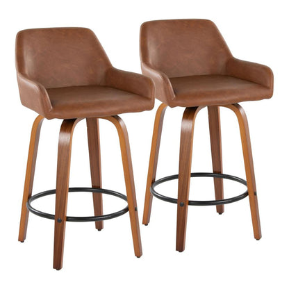 Brown Daniella 26" Fixed-Height Counter Stool - Set of 2