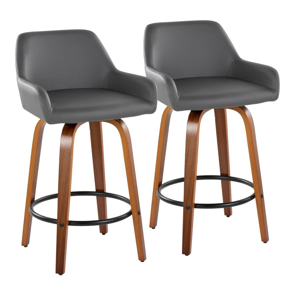 Grey Daniella 26" Fixed-Height Counter Stool - Set of 2