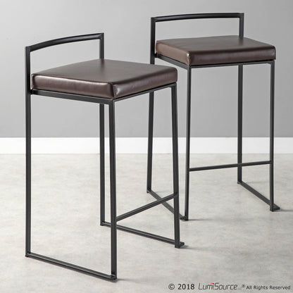 Fuji Stacker 26" Fixed-Height Counter Stool - Set of 3 in Black Metal