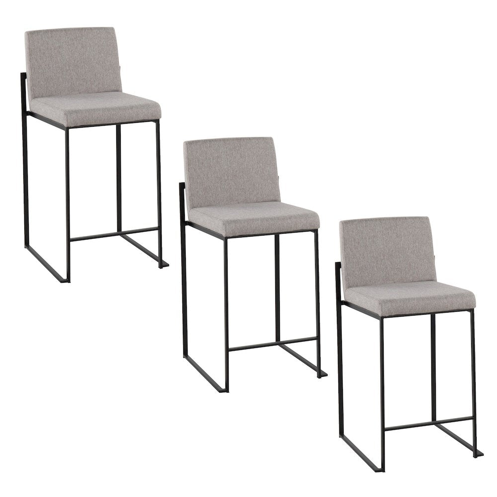 Fuji High Back 26" Fixed-Height Counter Stool - Set of 3