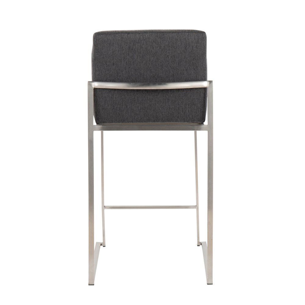 Fuji High Back 26" Fixed-Height Counter Stool - Set of 3 in Stainless Steel