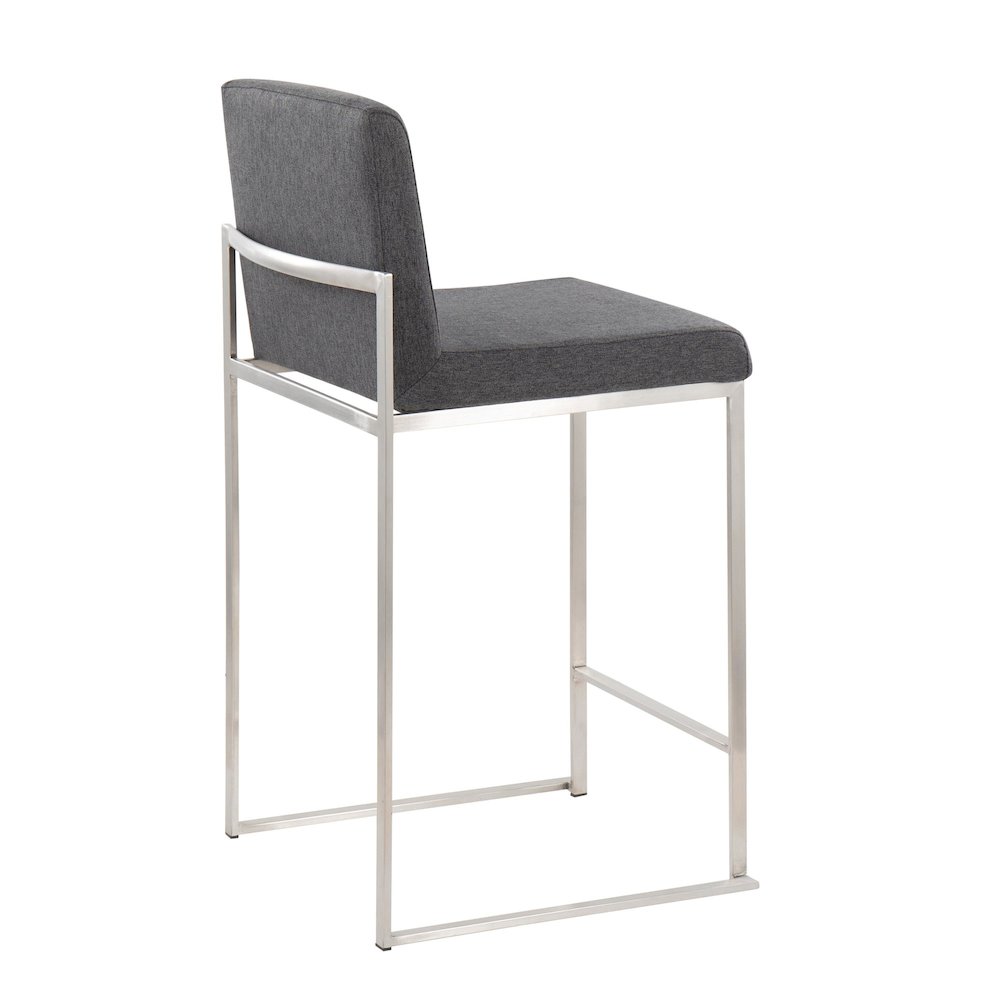 Fuji High Back 26" Fixed-Height Counter Stool - Set of 3 in Stainless Steel