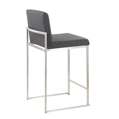 Fuji High Back 26" Fixed-Height Counter Stool - Set of 3 in Stainless Steel