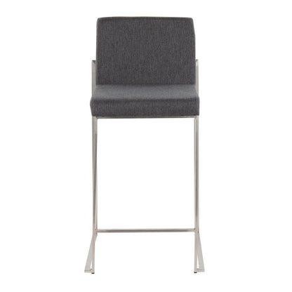 Fuji High Back 26" Fixed-Height Counter Stool - Set of 3 in Stainless Steel