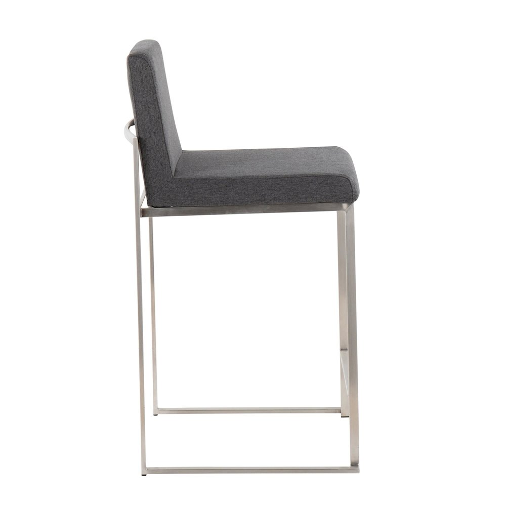 Fuji High Back 26" Fixed-Height Counter Stool - Set of 3 in Stainless Steel