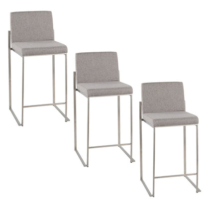 Fuji High Back 26" Fixed-Height Counter Stool - Set of 3