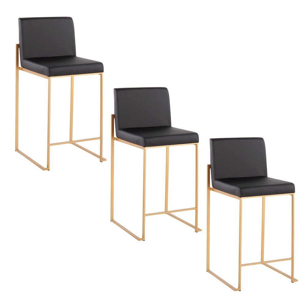 Fuji High Back 26" Fixed-Height Counter Stool - Set of 3