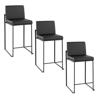 Fuji High Back 26" Fixed-Height Counter Stool - Set of 3