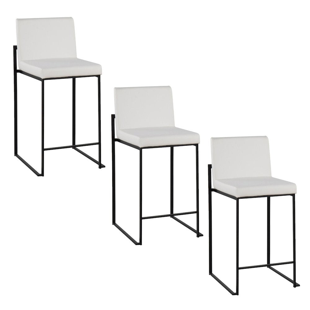 Fuji High Back 26" Fixed-Height Counter Stool - Set of 3