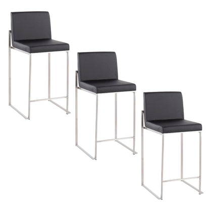 Fuji High Back 26" Fixed-Height Counter Stool - Set of 3